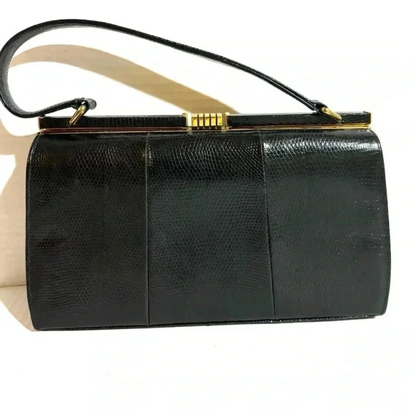 Mappin & wabb black vintage Lizard leather handle bag - Picture 1 of 7